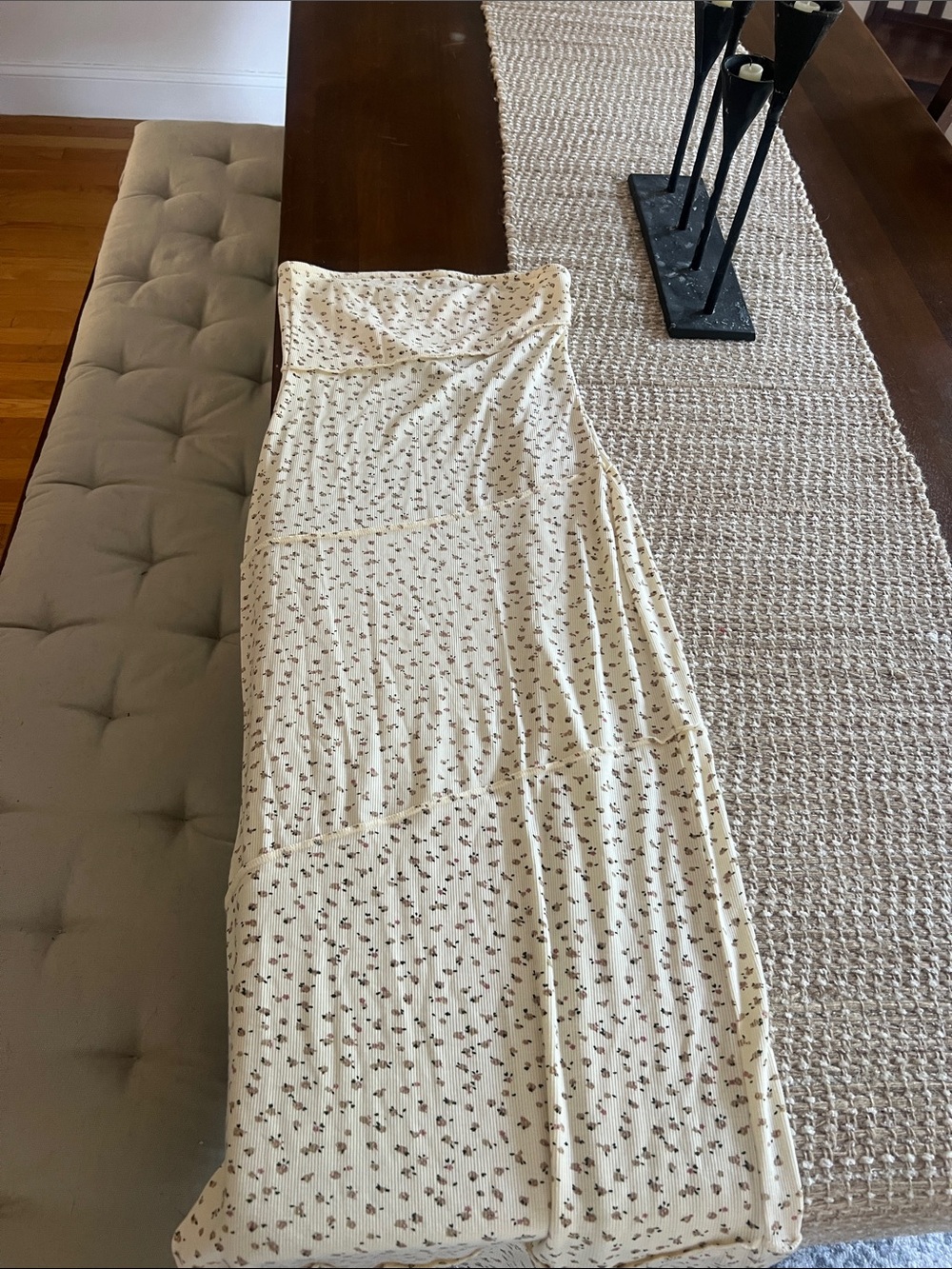 Cream/yellow Floral Strapless Maxi Dress-Edikted